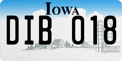 IA license plate DIB018