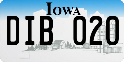 IA license plate DIB020