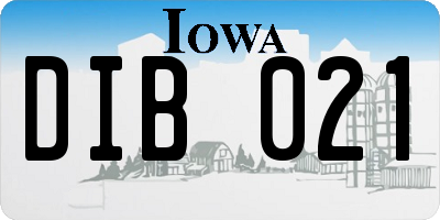 IA license plate DIB021