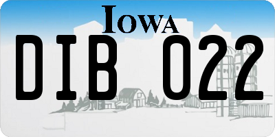 IA license plate DIB022