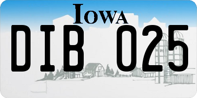 IA license plate DIB025