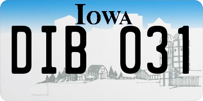 IA license plate DIB031