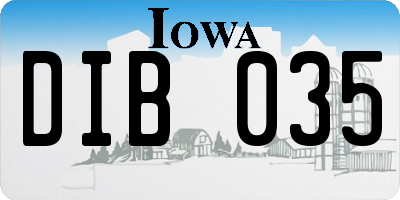 IA license plate DIB035