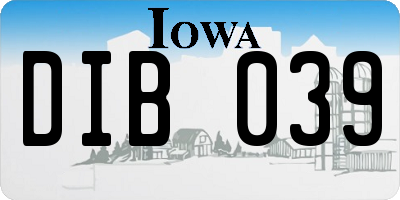 IA license plate DIB039