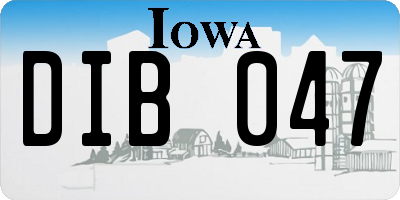 IA license plate DIB047