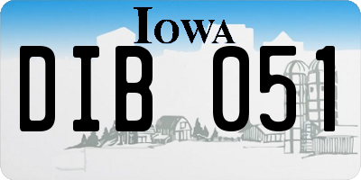 IA license plate DIB051