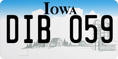 IA license plate DIB059