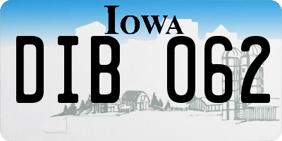 IA license plate DIB062