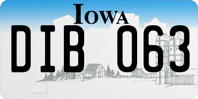 IA license plate DIB063