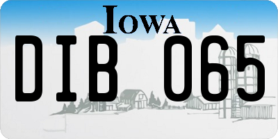 IA license plate DIB065