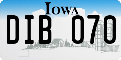 IA license plate DIB070