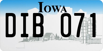 IA license plate DIB071