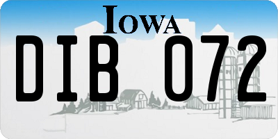 IA license plate DIB072