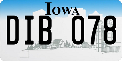 IA license plate DIB078