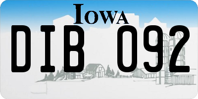 IA license plate DIB092