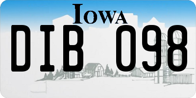 IA license plate DIB098