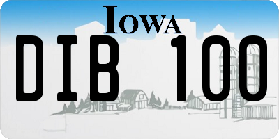 IA license plate DIB100