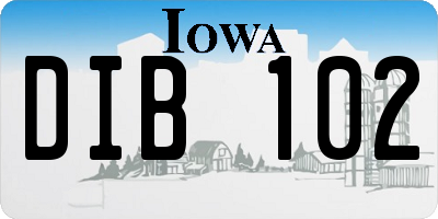 IA license plate DIB102