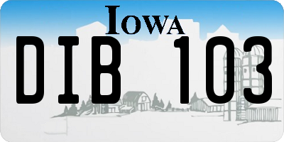 IA license plate DIB103