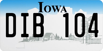 IA license plate DIB104