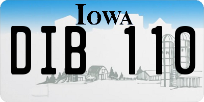 IA license plate DIB110