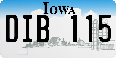 IA license plate DIB115