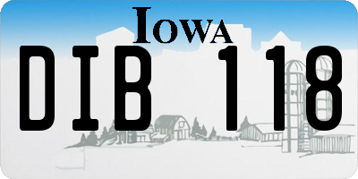 IA license plate DIB118