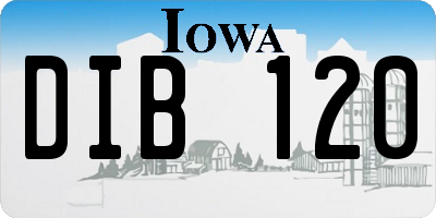 IA license plate DIB120