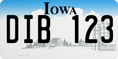 IA license plate DIB123