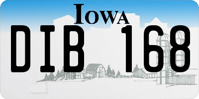 IA license plate DIB168