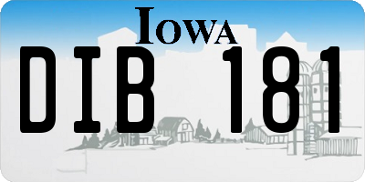 IA license plate DIB181