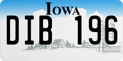 IA license plate DIB196