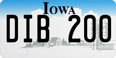 IA license plate DIB200