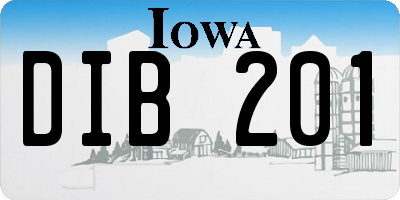 IA license plate DIB201