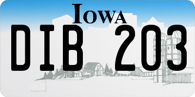 IA license plate DIB203