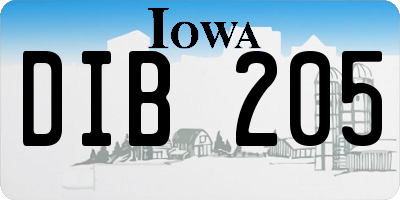 IA license plate DIB205