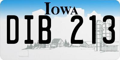 IA license plate DIB213