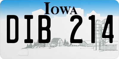 IA license plate DIB214