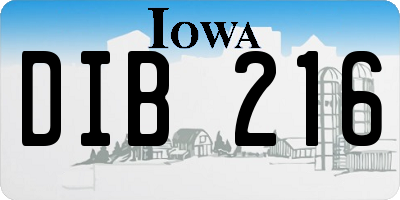 IA license plate DIB216