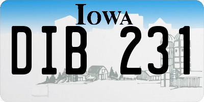 IA license plate DIB231