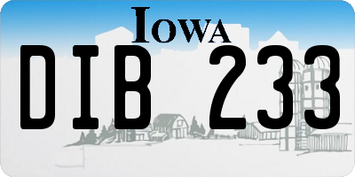 IA license plate DIB233