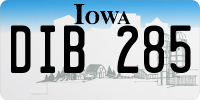 IA license plate DIB285