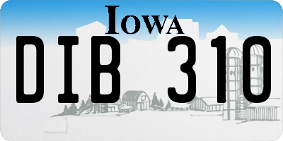 IA license plate DIB310