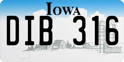 IA license plate DIB316