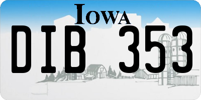 IA license plate DIB353