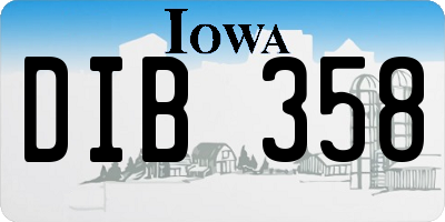 IA license plate DIB358