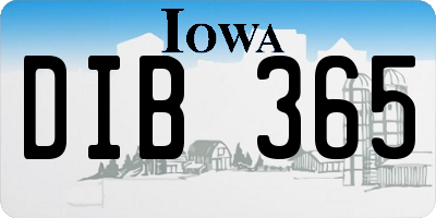 IA license plate DIB365