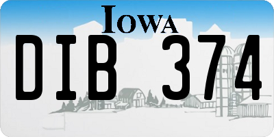 IA license plate DIB374