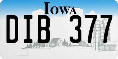 IA license plate DIB377