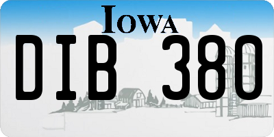 IA license plate DIB380